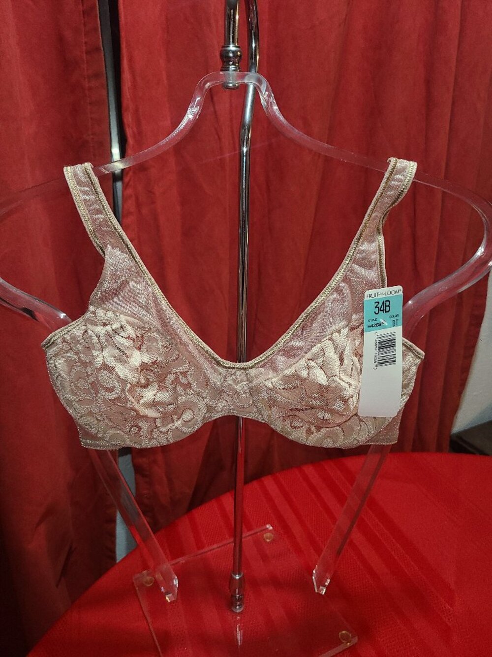 VTG NWT 1990's Fruit of the Loom Unlined Underwire Bra Nude 34B 4269 Unlined UW